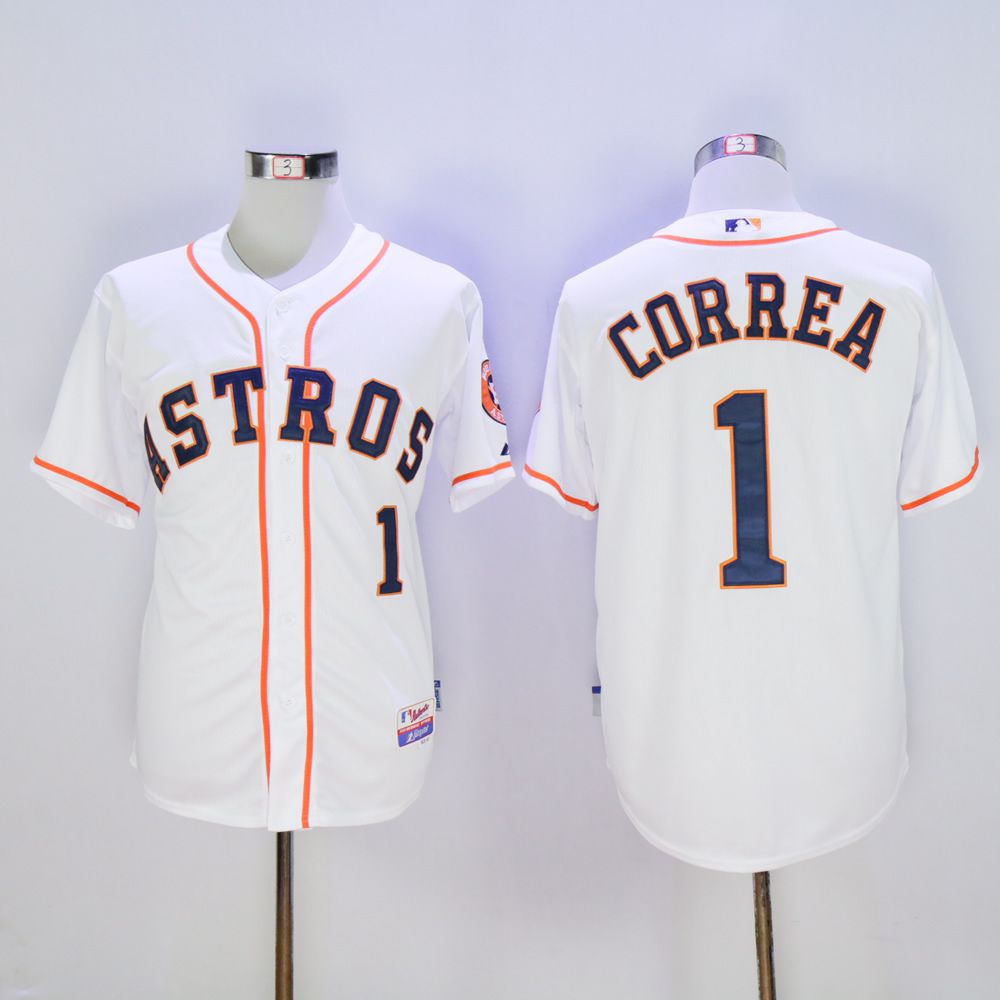 Men Houston Astros 1 Correa White MLB Jerseys